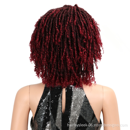 14 Inch Soft Short Synthetic Wigs For Black Women 14"Inch High Temperature Fiber Dreadlock Ombre Burg Crochet Twist Hair